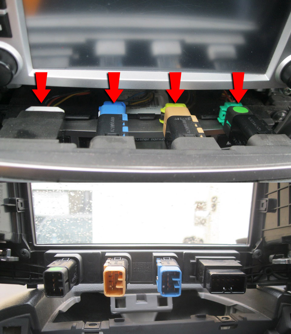 Отсоединить колодки кнопок обогрева и аварийки Hyundai Santa Fe CM 2006-2012