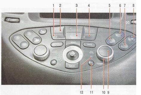 Кнопки управления системой вентиляции, отопления и кондиционирования салона Nissan Primera