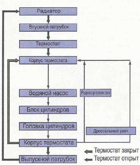 Схема работы системы охлаждения двигателей серии QG Nissan Primera 