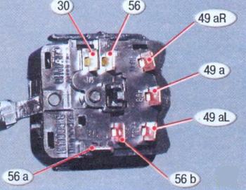 Контакты левого подрулевого переключателя Lada Kalina