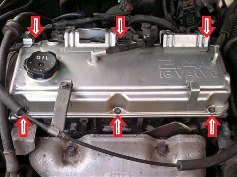 Расположение болтов крепления крышки ГБЦ двигателя Mitsubishi Outlander I 2003 - 2008