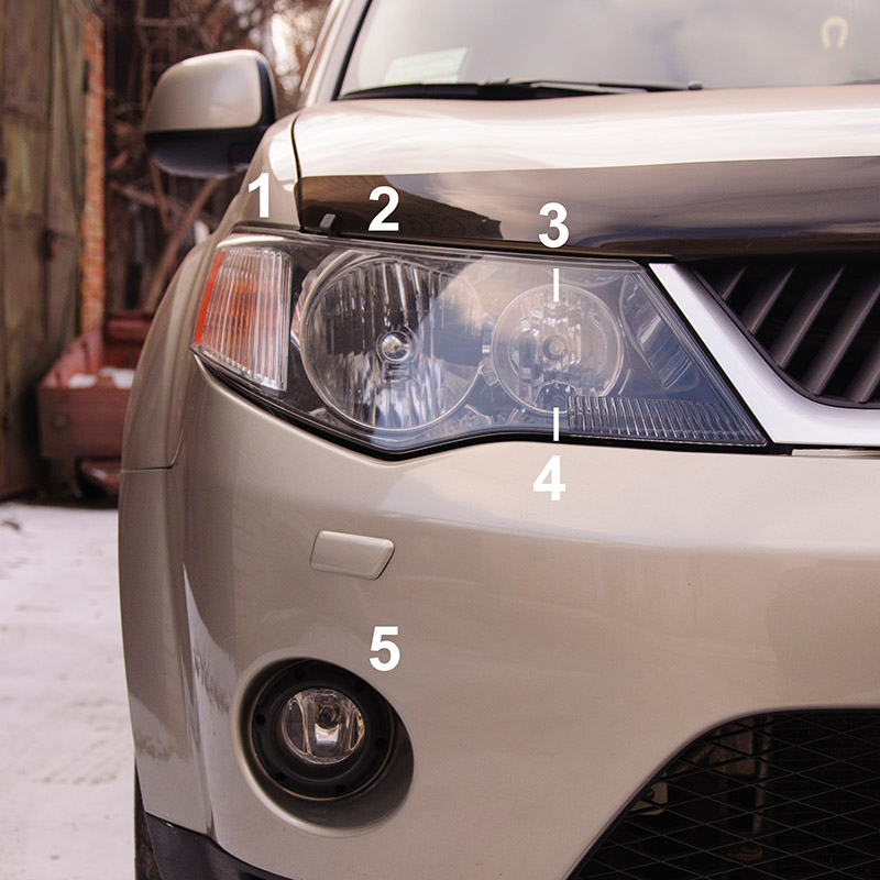 Лампы, применяемые на передние фары Mitsubishi Outlander XL