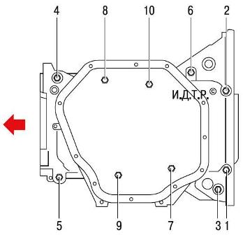 Порядок вывинчивания болтов картера Nissan Qashqai