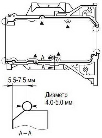 Места нанесения герметика Nissan Qashqai