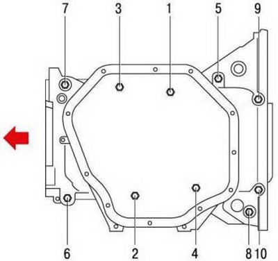 Порядок затяжки болтов картера Nissan Qashqai