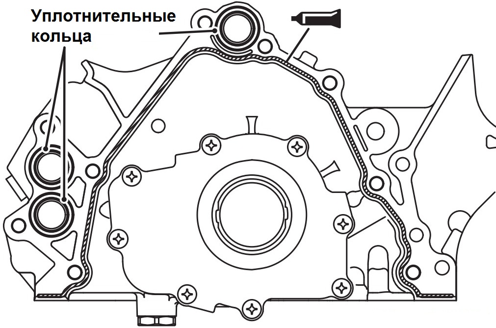 Правильность нанесения герметика на привалочную поверхность масляного насоса двигателя 6B31 Mitsubishi Outlander XL