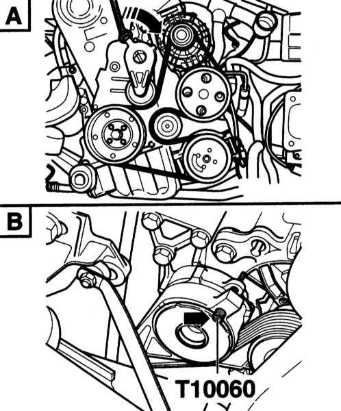 Устройство натяжения клинового ремня привода вспомогательных агрегатов Audi A4 2