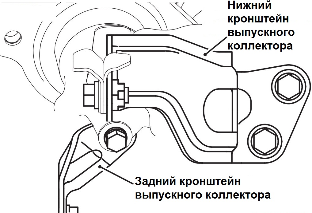 Установка нижнего кронштейна выпускного коллектора двигателя 4B12 Peugeot 4007