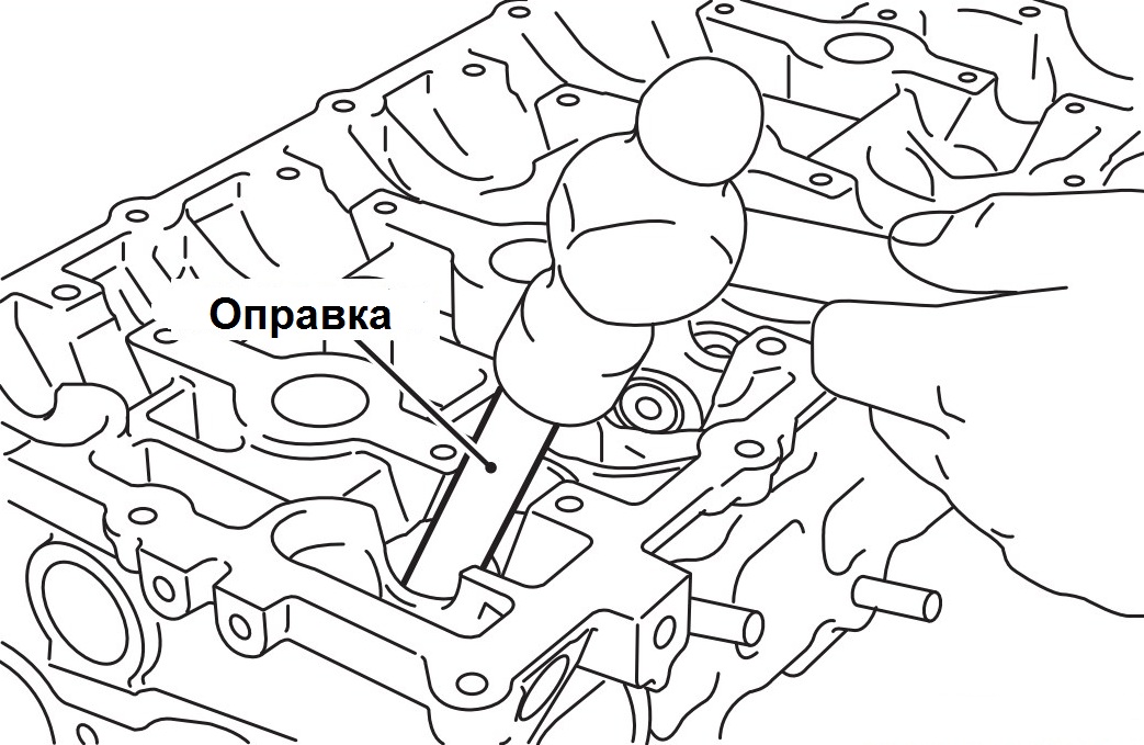 Установка с помощью оправки MD998737 маслосъемного колпачка газораспределительного механизма двигателя 4B12 Peugeot 4007