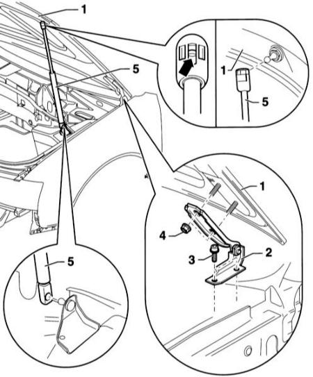 Схема деталей капота Audi A4 2 (B6)