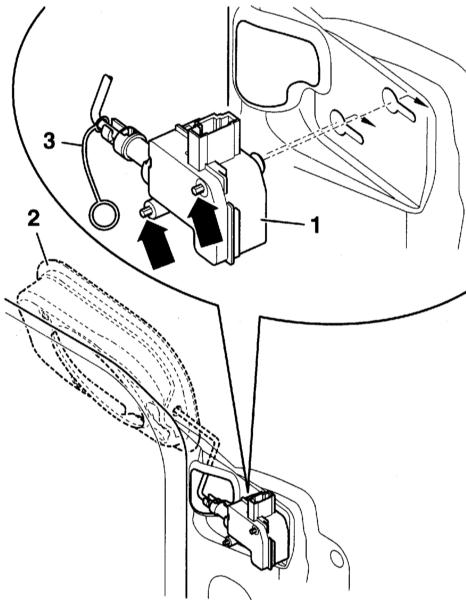 Схема крепления привода лючка бензобака Audi A4 II (B6)