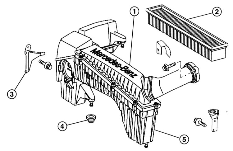 Детали воздушного фильтра Mercedes-Benz W203