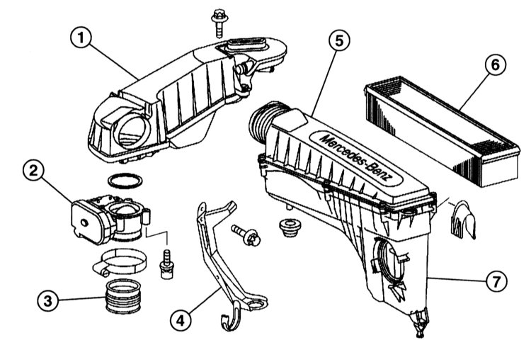 Детали воздушного фильтра Mercedes-Benz W203