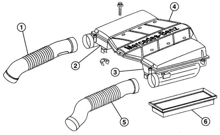 детали воздушного фильтра Mercedes-Benz W203
