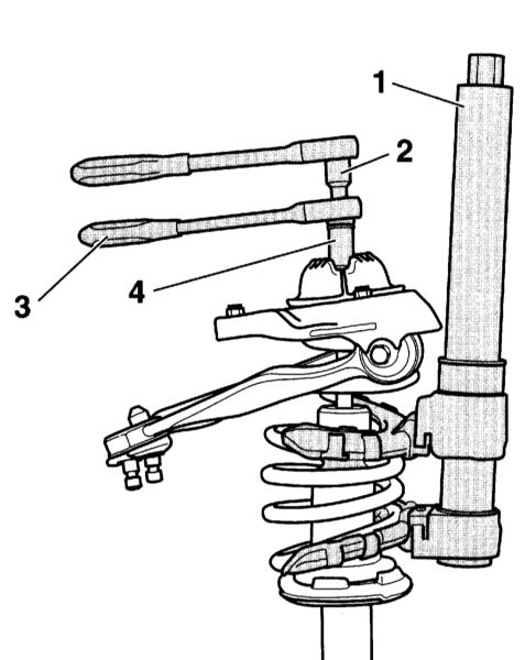 Сжатие пружины приспособлением V.A.G 1752/1 Audi A4