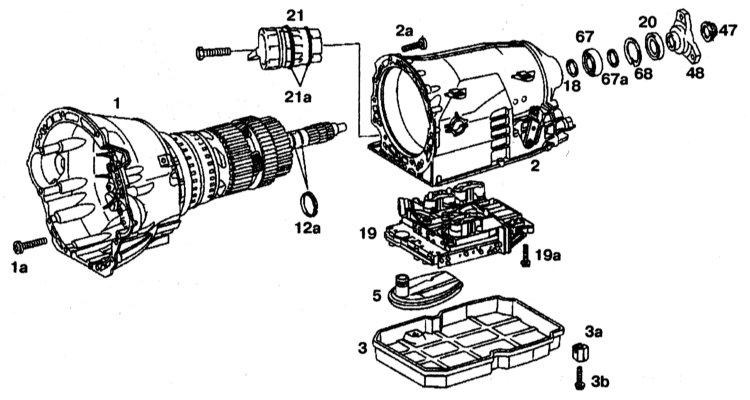 Корпус трансмиссии и гидротрансформатор Mercedes-Benz W203