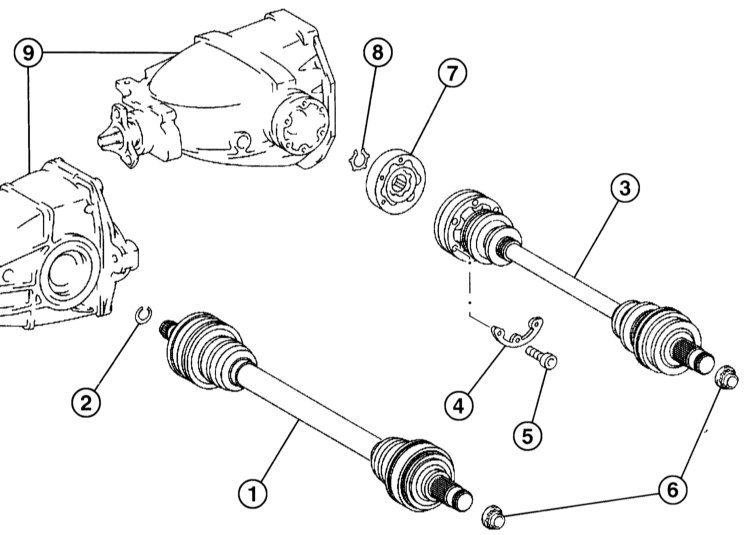 Приводные валы задних колёс Mercedes Benz W203