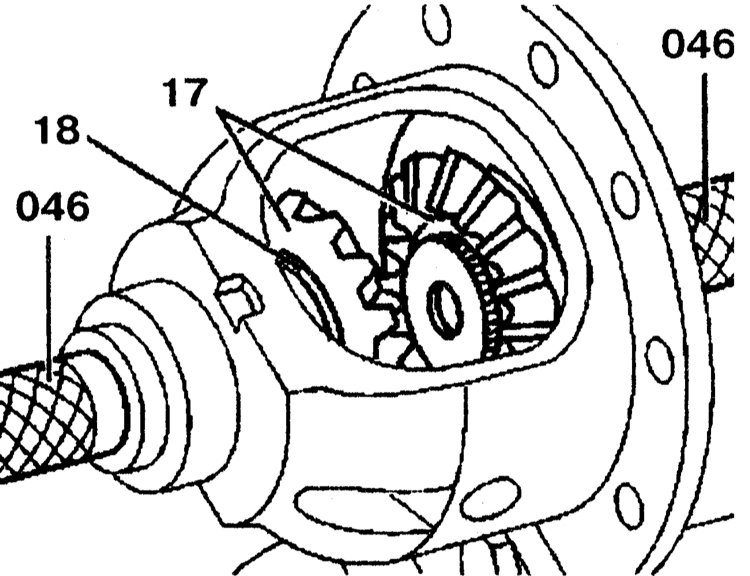 Штифт в отверстии корпуса дифференциала Mercedes Benz W203