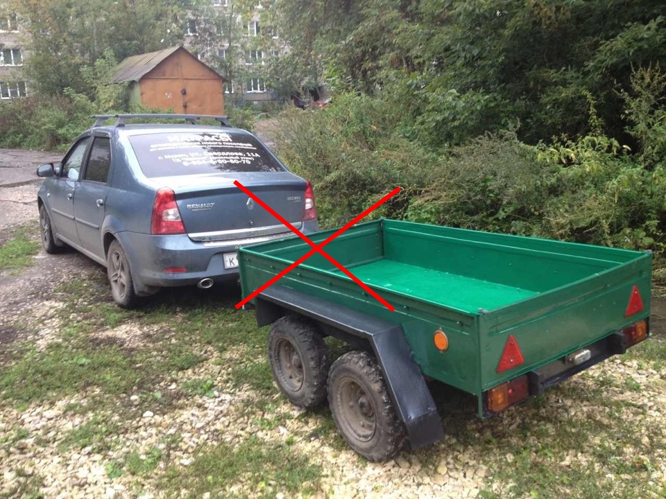 Буксировка прицепа в период обкатки Renault Logan