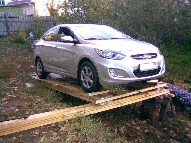 Проверка стояночного тормоза на уклоне 25% на автомобиле Hyundai Solaris