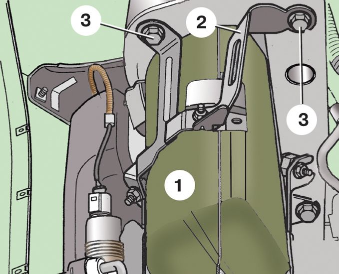 Схема креплений насоса ГУР автомобиля Skoda Fabia I