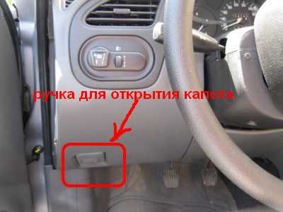 Размещение ручки открытия капота в салоне Daewoo Sens