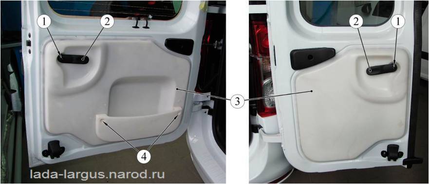 Крепление обивок погрузочных дверей Lada Largus