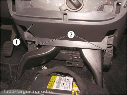 Крепление панели приборов к корпусу отопителя Lada Largus