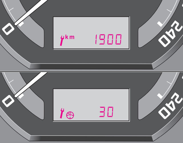 Индикация необходимости сервисного обслуживания спериодичностью QG1/QG2 в автомобиле Skoda Fabia I