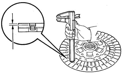 Измерение фрикционных накладок ведомого диска сцепления Toyota Camry 