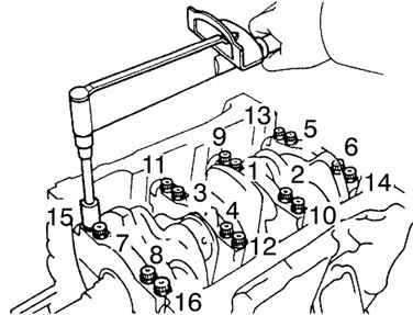 Порядок затягивания болтов крышек коренных подшипников Toyota Camry 