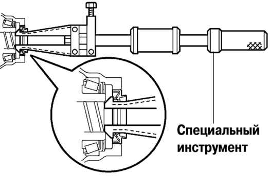Снятие сальника передней крышки картера главной передачи Toyota Camry 