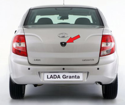 Расположение замка багажной двери седана ВАЗ 2190 Lada Granta