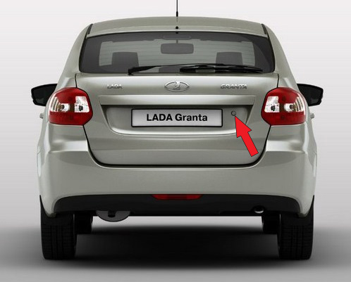 Расположение замка багажной двери лифтбека ВАЗ 2191 Lada Granta