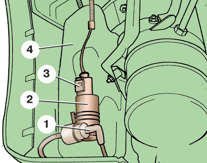Схема бачка омывателя автомобиля Skoda Fabia I