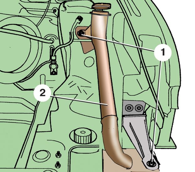 Схема крепления бачка омывателя автомобиля Skoda Fabia I