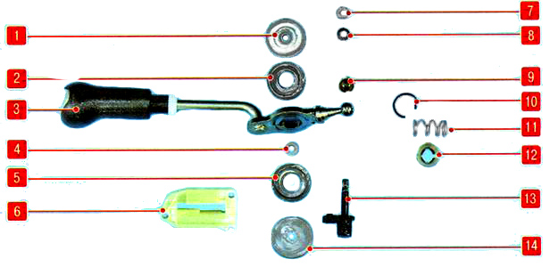 Детали рычага переключения передач ВАЗ 2190 2191 Lada Granta