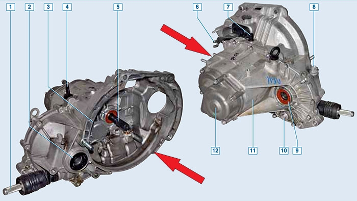 Картеры коробки передач и сцепления ВАЗ 2190 2191 Lada Granta